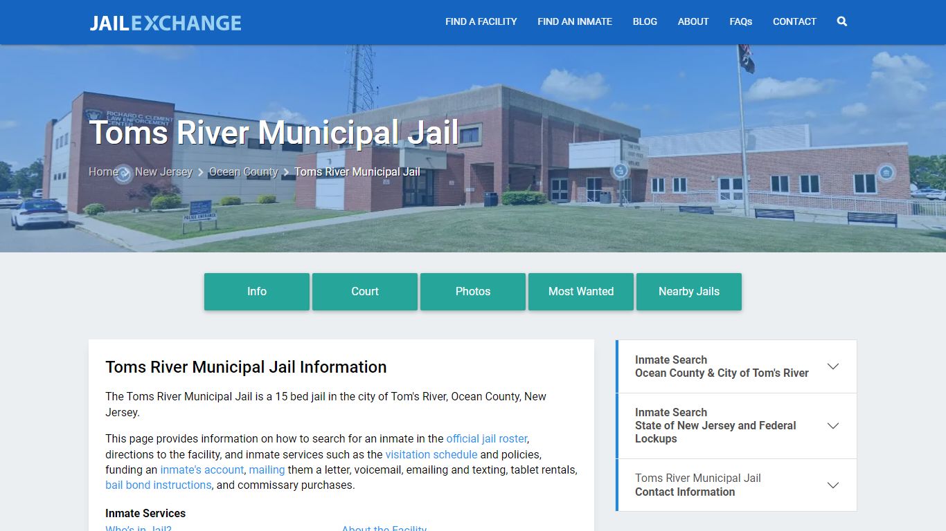 Toms River Municipal Jail, NJ Inmate Search, Information